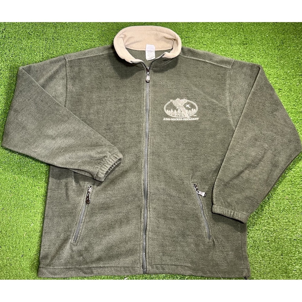 Vintage Pheasant Hunting Pullover M Olive Drab Fleece 1/4 Zip Ring Neck Pheasant